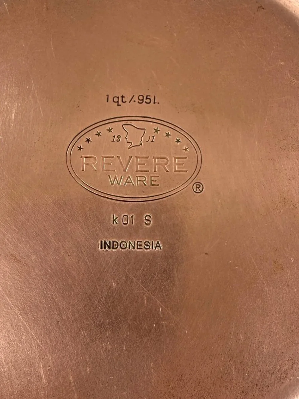 Vintage Revere Ware 1 Qt Stainless Steel Saucepan Copper Bottom w/ Lid Indonesia
